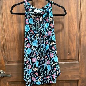Rose & Olive Floral Sleeveless Blouse in Black and Pink